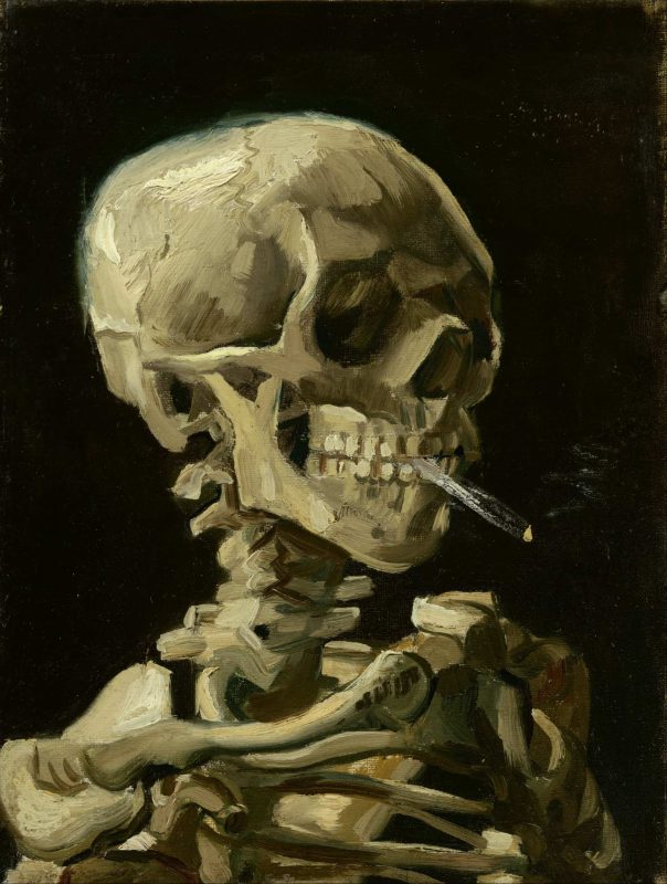 Vincent Van Gogh, Teschio con sigaretta accesa, 1885