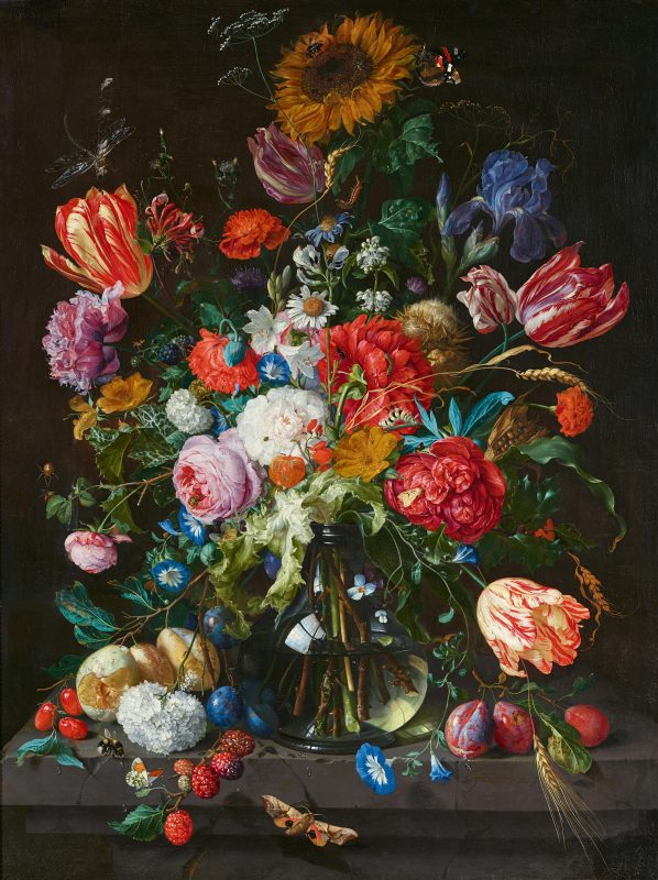 Jan Davidsz. de Heem - Still Life with Flowers and Fruits on a Stone Ledge