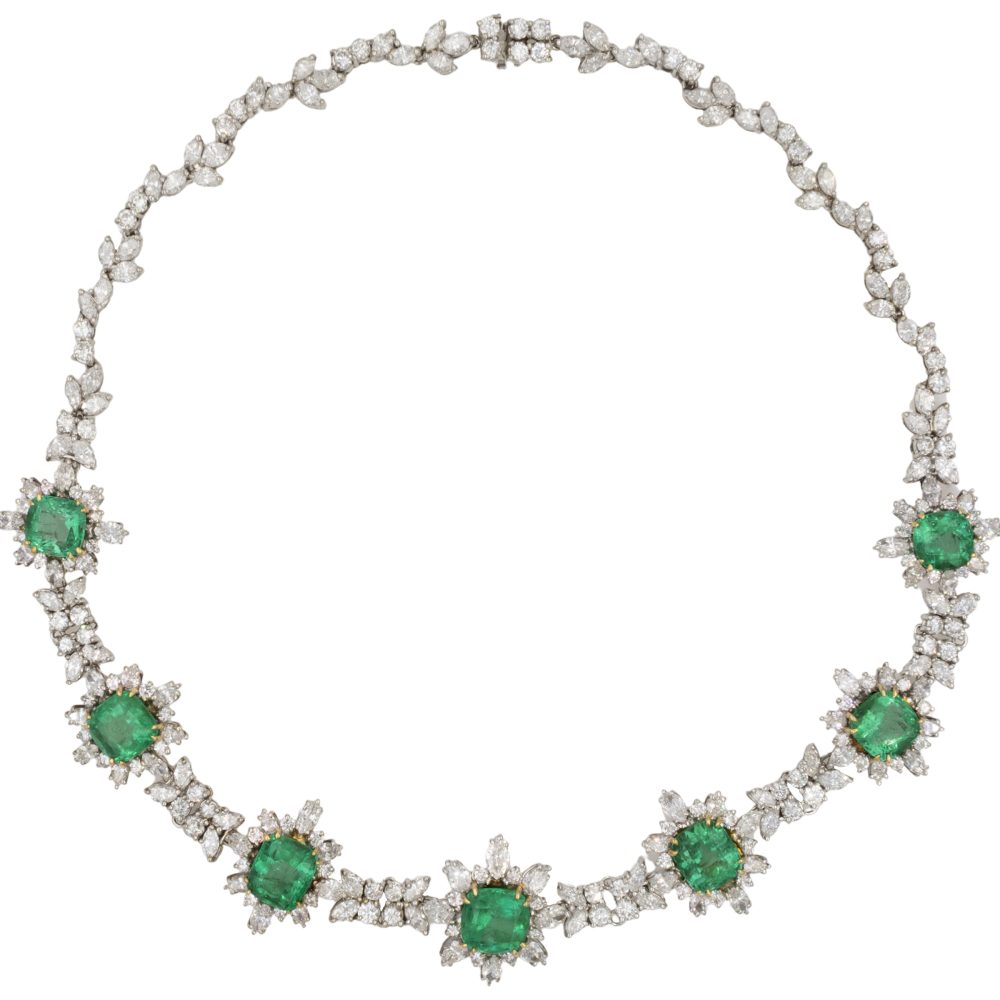 Importante collana con smeraldi Colombiani naturali e diamanti