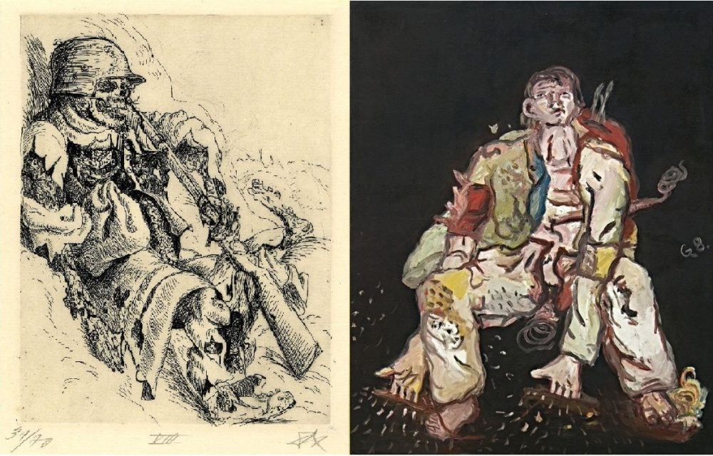 Otto Dix, 1924, Suicidio in trincea_Georg Baselitz, 1966, Un pittore moderno