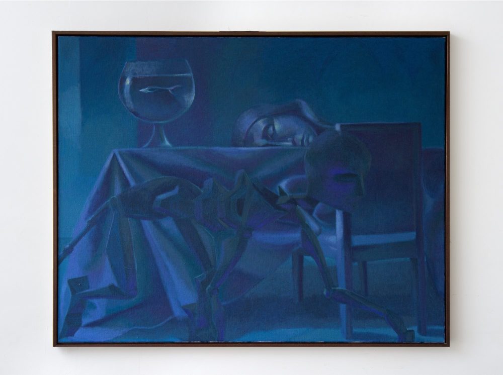 Alessandro Fogo - Blue screen of death, 80 x 100 cm, olio su lino, 2024