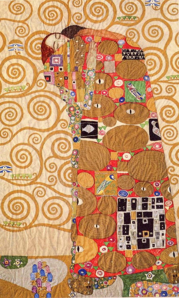 Dal fregio Stoclet. L’abbraccio, Gustav Klimt. Una retrospettiva, a cura di Max Eisler, 1931, op. n. 17, Collezione Silvestri