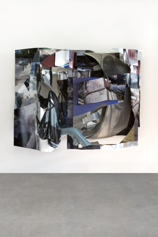 Mohamed Bourouissa, Alpha Konate, Silver print on car body parts, print on Sublichrome, print on horse blanket, metal plate and paint, 185 x 245 x 45 cm© Mohamed Bourouissa , ADAGP , Courtesy of Mennour Archives, Paris