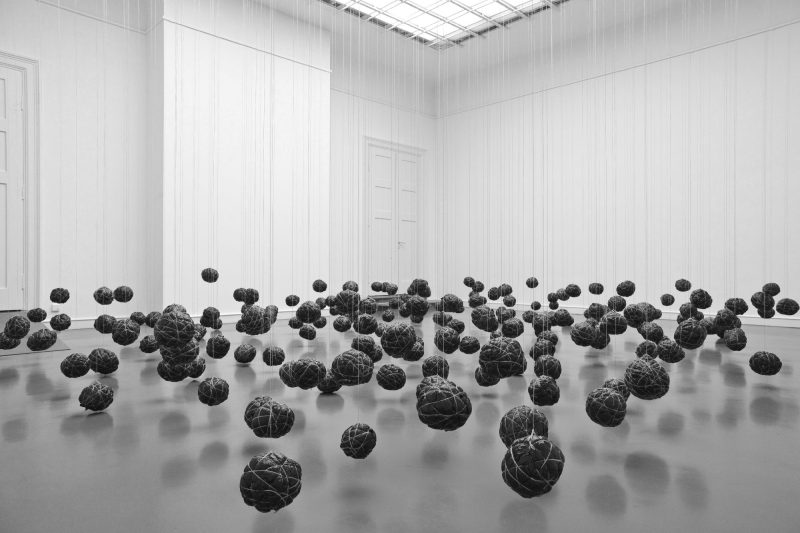 Wangechi Mutu, Suspended Playtime, 2012, Garbage bags and twine, Dimensions variable, Installation Staatliche Kunsthalle Baden-Baden, Courtesy the Artist and Gladstone Gallery
