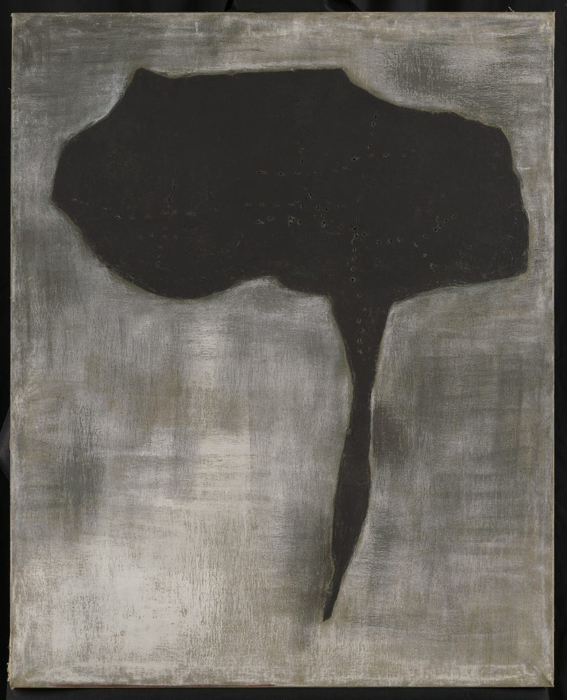 Lucio Fontana, Concetto spaziale, 1957, Pastel and collage on canvas with holes 125x100 cm (LF 1015) © Fondazione Lucio Fontana Milano, by SIAE 2025, Courtesy Thaddaeus Ropac gallery