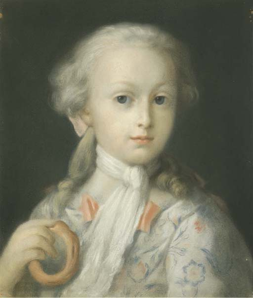 Rosalba Carriera, Ritratto di bambina con ciambella, 1730 circa, pastello su carta