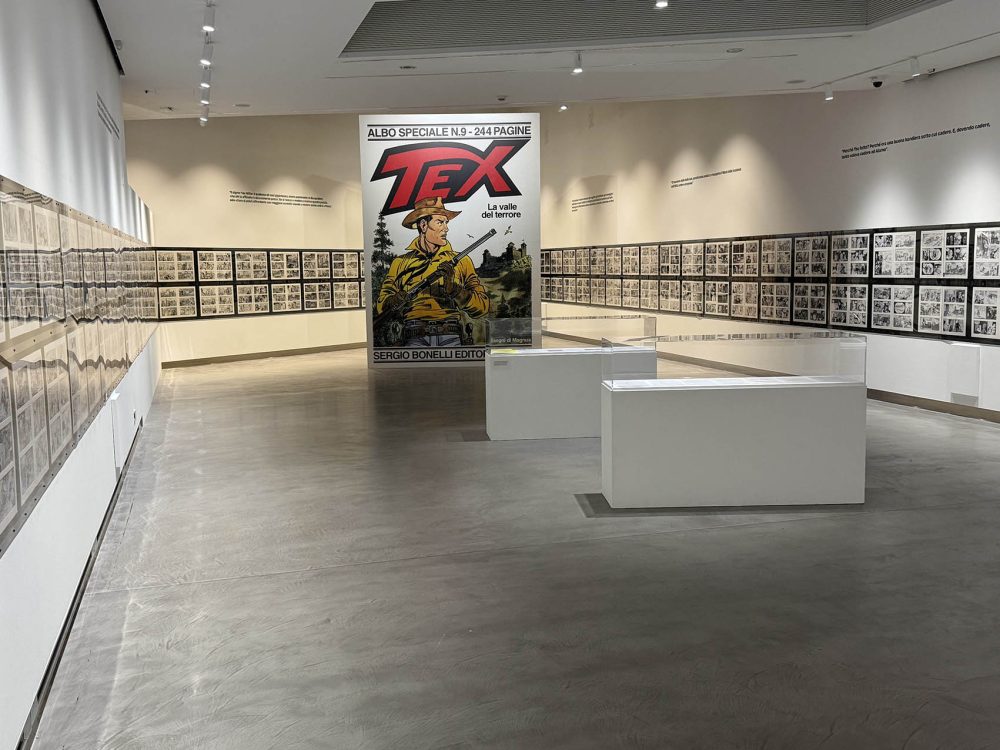 Veduta della sala del Palazzo del Fumetto di Pordenone che ospita la raccolta completa degli originali e dei documenti riguardanti il cosiddetto Texone