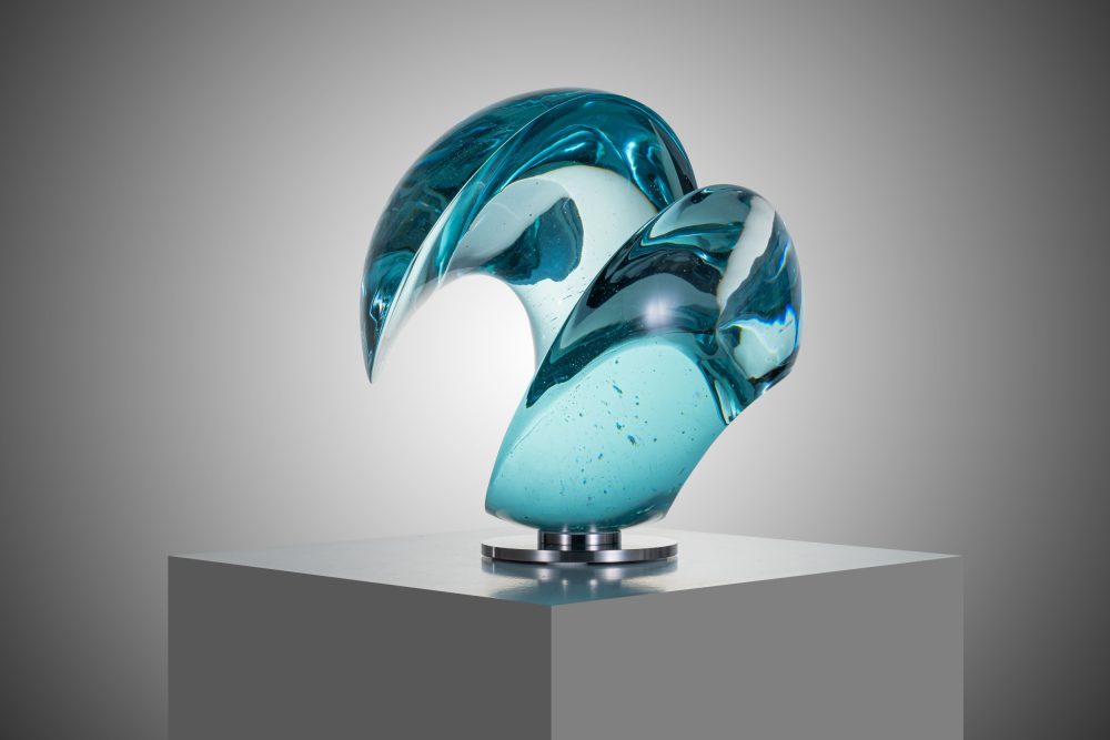 Vlastimil Beránek, Wave - Ice, 2023, cast glass, 32 cm