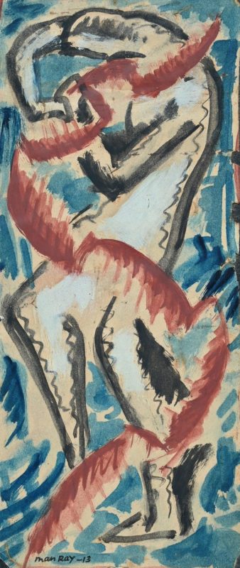 Man Ray, Nudo che suona uno strumento musicale (1913).