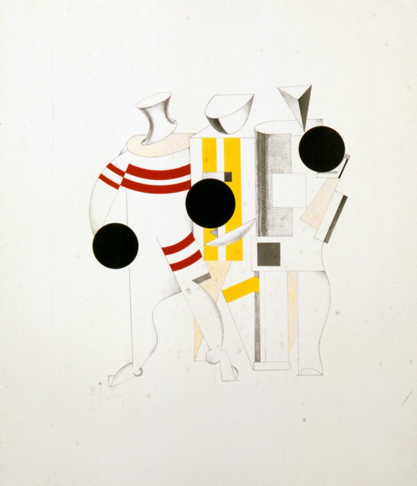 El Lissitzky, Sportsmen, dal progetto tridimensionale dello spettacolo elettromeccanico Victory over the Sun, 1923