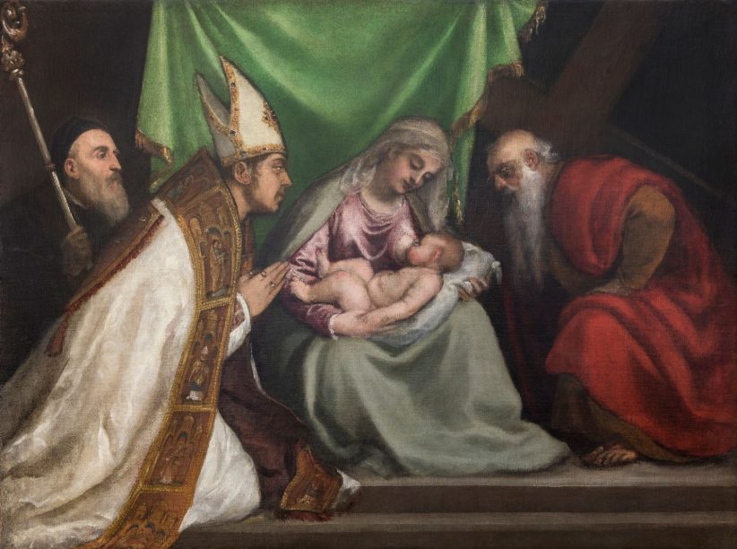 La Madonna col Bambino e i santi Tiziano e Andrea, Chiesa Arcidiaconale di S. Maria Nascente, Pieve di Cadore dopo il restauro del 2023