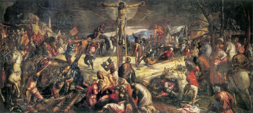 Tintoretto, Crocifissione, 1564-65, olio su tela, 5,35 x 2,24 m., Venezia, Scuola di San Rocco