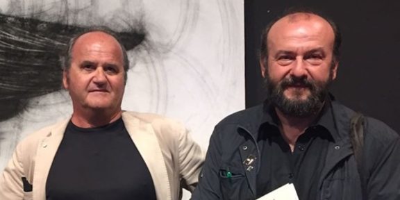 Davide Rondoni con l'artista Omar Galliani