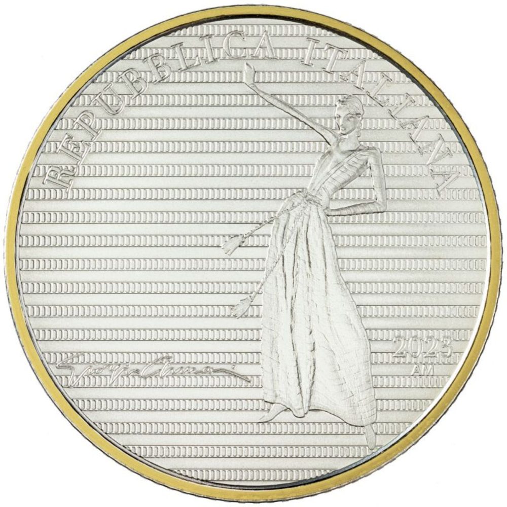 Modelle e monogramma GM sui tre coni argentei da 5 euro