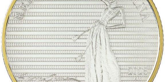 Modelle e monogramma GM sui tre coni argentei da 5 euro