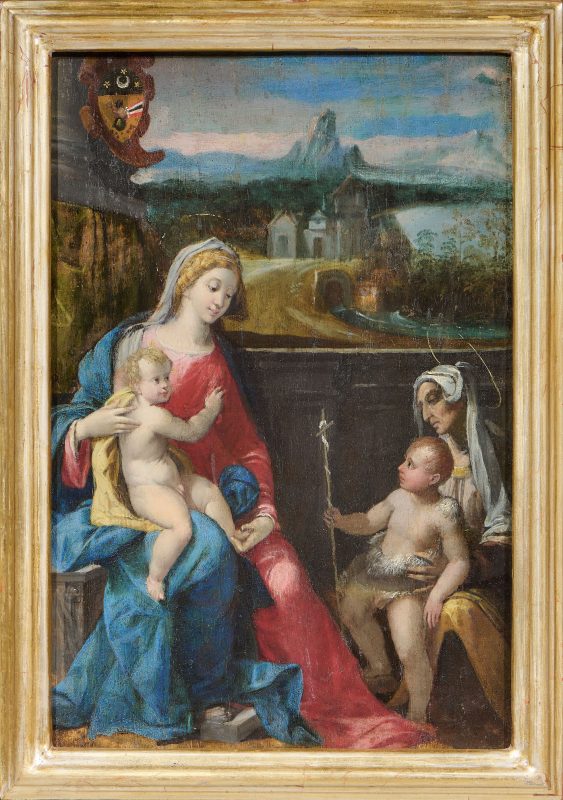 Benvenuto Tisi da Garofalo detto il Garofalo (1476 ca.-1559): la Madonna col Bambino, Sant’Anna e San Giovannino (stima € 4.000/6.000) - Farsettiarte