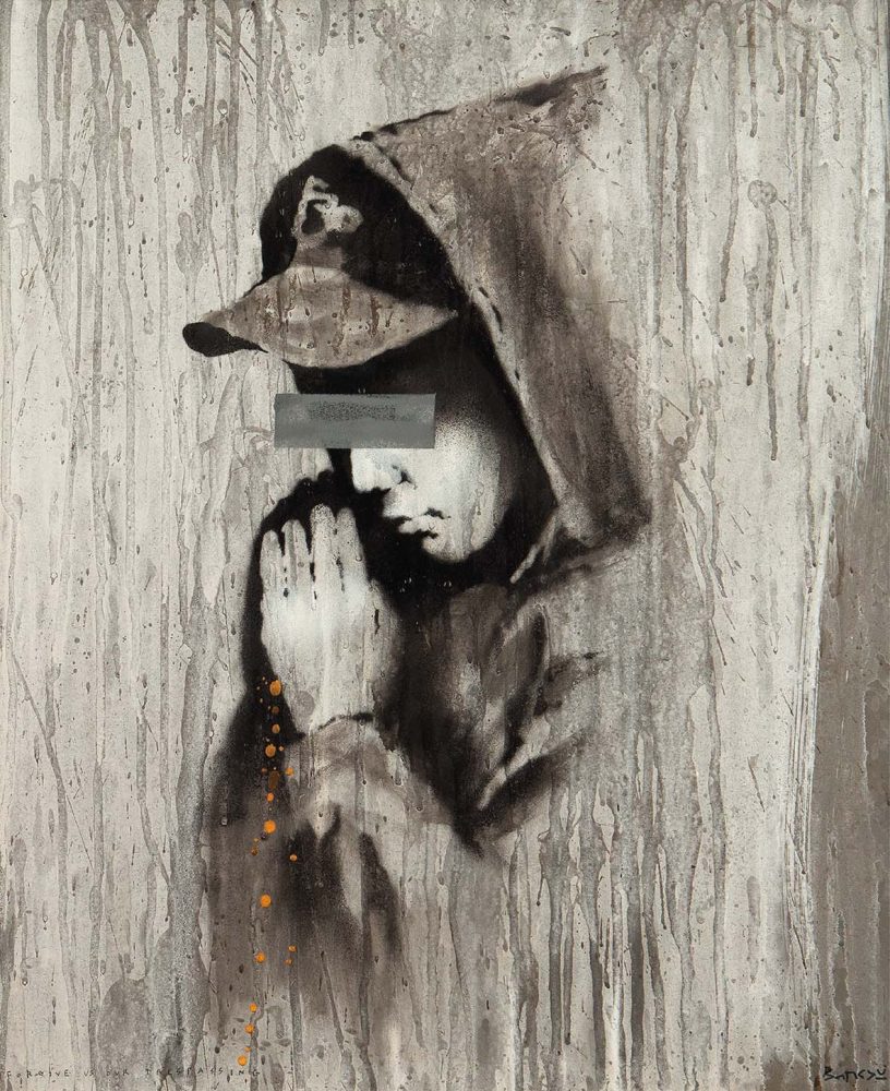 Banksy, Forgive us our trespassing, vernice spray su compensato, 2012