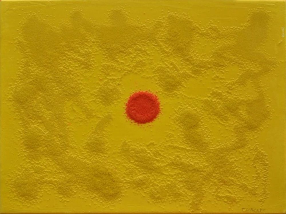 Giulio Turcato, Cangiante giallo,1986, olio e tecnica mista su cartone intelato, cm 18 x 24.
