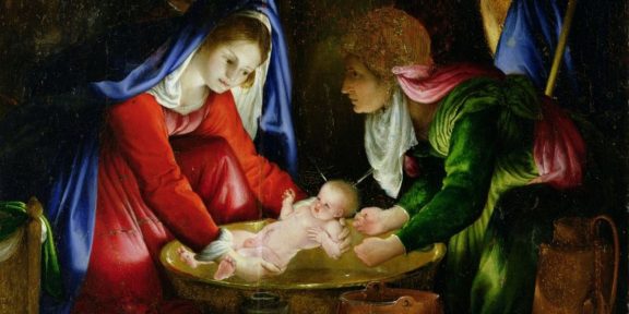 Lorenzo Lotto, Natività, Olio su tavola, 55,5 x 44,7 cm., Siena, Pinacoteca Nazionale (particolare)