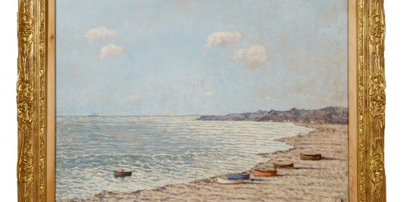 Lotto 88 ENRICO REYCEND [Torino 03:11:1855 - 21:02:1928] Barche sul litorale ligure olio su tela 67x89 cm, firma in basso a destra - asta 982 Meeting Art