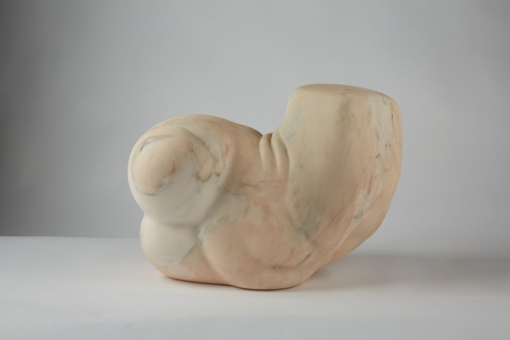 Anne Cecile Surga, Hans, pink marble sculpture, 2024. Courtesy of the artist. Photo Credits Daniele Cortese