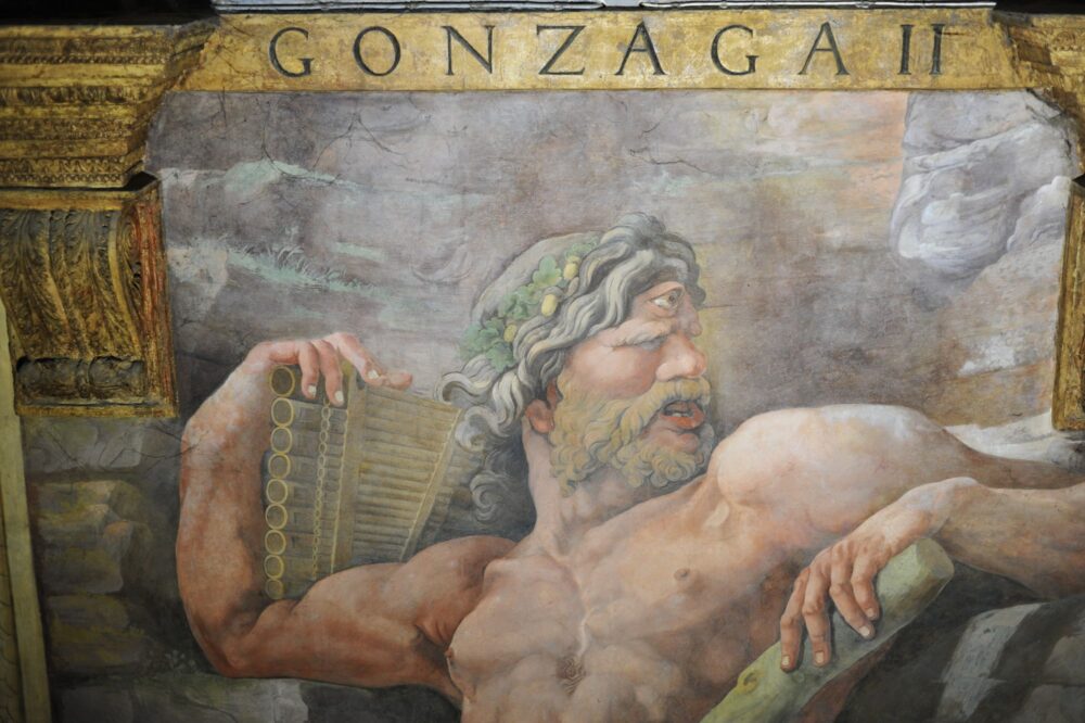 Dettaglio Polifemo, affresco parete est della Camera di Amore e Psiche, Giulio Romano, Palazzo Te, ripresa fotografica nello spettro del visibile