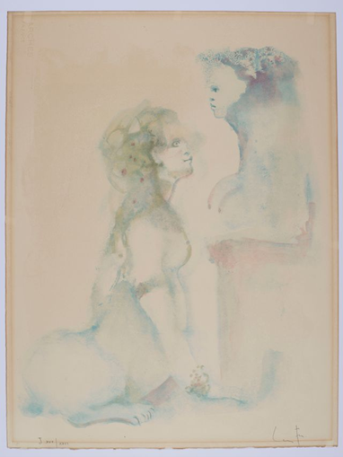 Leonor Fini, Senza titolo (opera presente in Fruits de la Passion, 1980), fotolitografia; Abano Terme, Museo Villa Bassi Rathgeb (donazione dell’ambasciatore Ugo Gabriele de Mohr). © Leonor Fini, by SIae