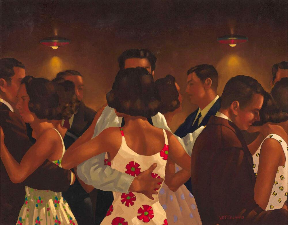 Jack Vettriano, A Marvellous night for a moondance, 74.5x58 cm, olio su tela 1990