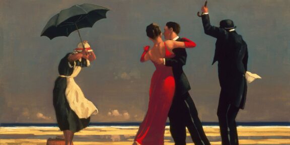 Jack Vettriano, The Singing Butler, 30x39 cm, opera su carta museale, 1992