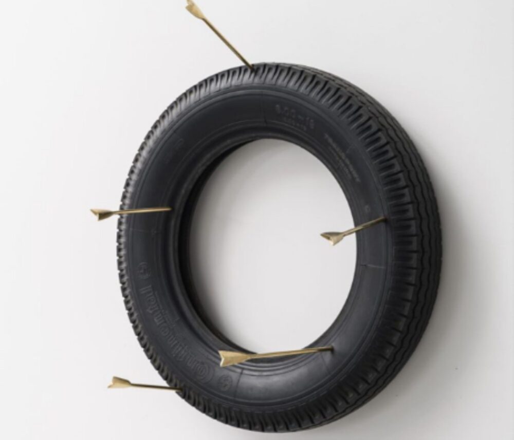 Paolo Canevari, San Sebastiano, 1999, pneumatico, bronzo