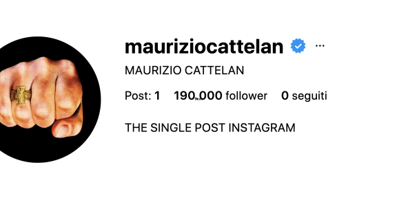 Il profilo Instagram di Maurizio Cattelan