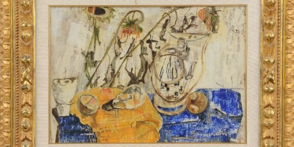 Lotto 198, Fausto Pirandello, Natura morta in blu, 1954. Base d’asta 10 mila euro, venduto per 28.750 euro - Meeting Art