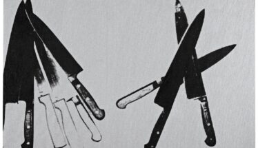 Andy Warhol, Knives, 1981-82, Acrylic and silkscreen ink on canvas, 51x81 cm. © The Andy Warhol Foundation for the Visual Arts, Inc., By SIAE 2025