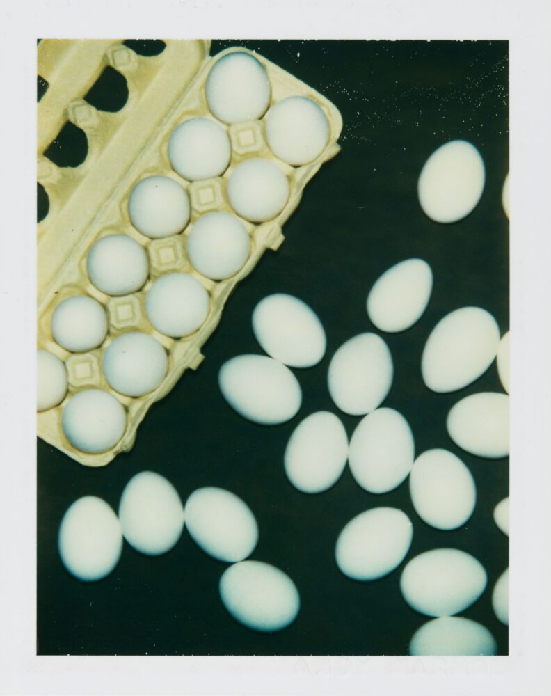 Andy Warhol, Eggs, 1984 ca, Unique Polaroid, 10,8x8,6 cm. © The Andy Warhol Foundation for the Visual Arts, Inc., By SIAE 2025
