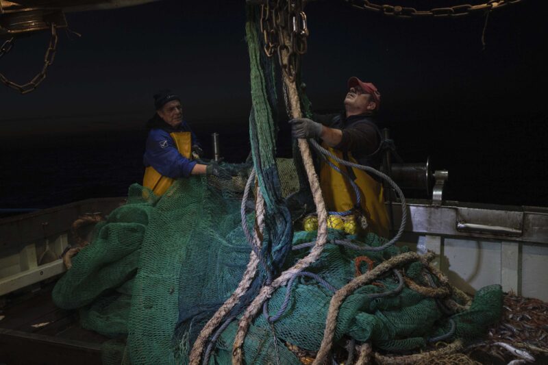 Francesco Bellina, Hotspot Mediterraneo. I fratelli Lombardo, pescatori di lunga data di Trapani, aprono le loro reti a strascico. Trapani, Sicilia, 2025