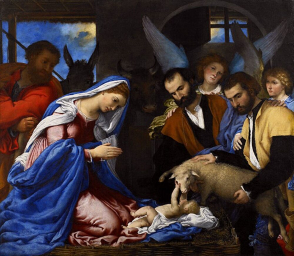 Lorenzo Lotto, Adorazione dei pastori (Brescia, Pinacoteca Tosio Martinengo), firmata e datata 1530
