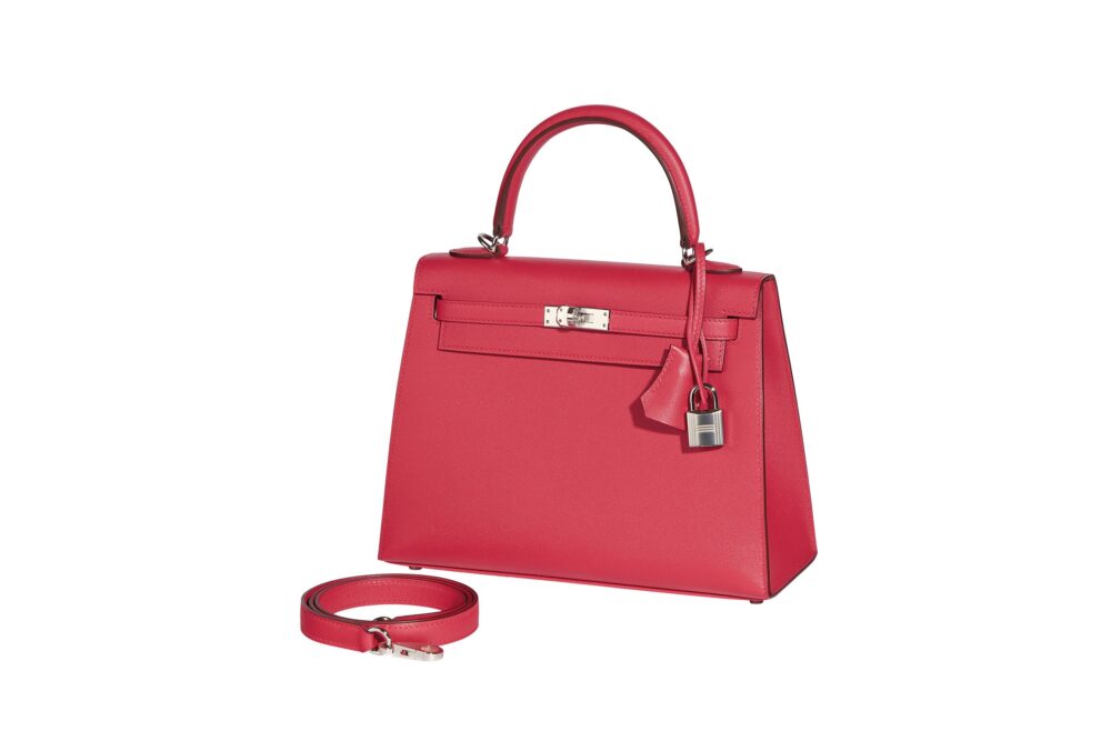 Lotto 240 Hermès, 2024, Borsa Kelly Sellier 25 in pelle di vitello Rose Extrême, aggiudicazione € 26.670