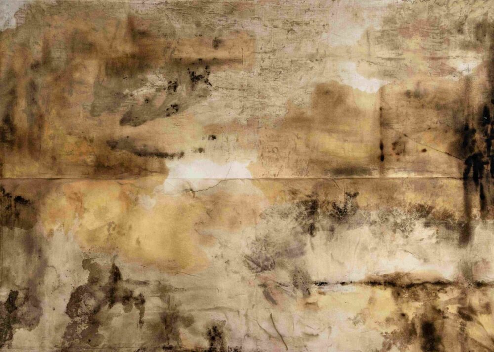 Riccardo Ricca, Orizzonti - Orizzonte 10, 180 cm x 140 cm, bitume, smalto su tessuto di cotone non preparato, 2023