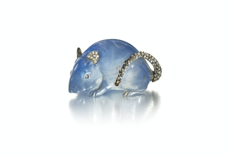A Rare and Precious Fabergé Jewelled Sapphire Model of a Mouse, St Petersburg, Circa 1900. Courtesy Sotheby's
