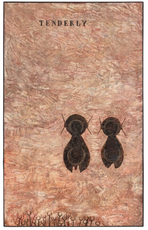 Piero Manzoni, Tenderly, 1950 circa, olio su tavola, Largh. 83 - Alt. 130 cm. Aggiudicato a 274.100 € (stima: € 120.000,00 / 180.000,00). Nome e Data dell’asta: Arte Moderna e Contemporanea - 1 luglio 2025