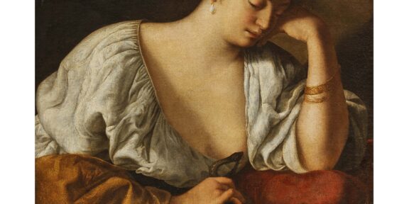 Artemisia Gentileschi (Roma, 1593 - Napoli, c. 1652) CLEOPATRA olio su tela, cm 70x75 Stima € 130.000/150.000 Aggiudicazione € 596.600 Pandolfini Casa d'Aste