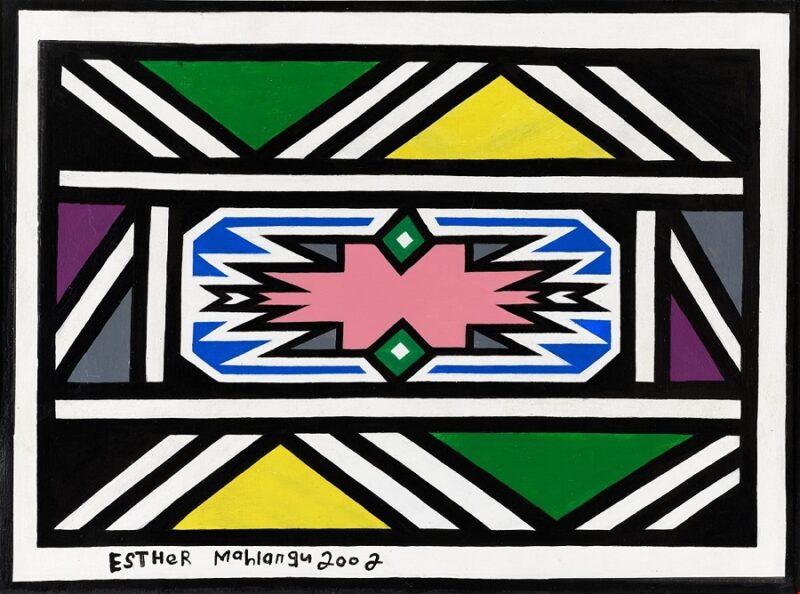 Lotto 17, Esther Mahlangu, Senza titolo, 2002. Stima 3.500-5.000 euro. Blindarte
