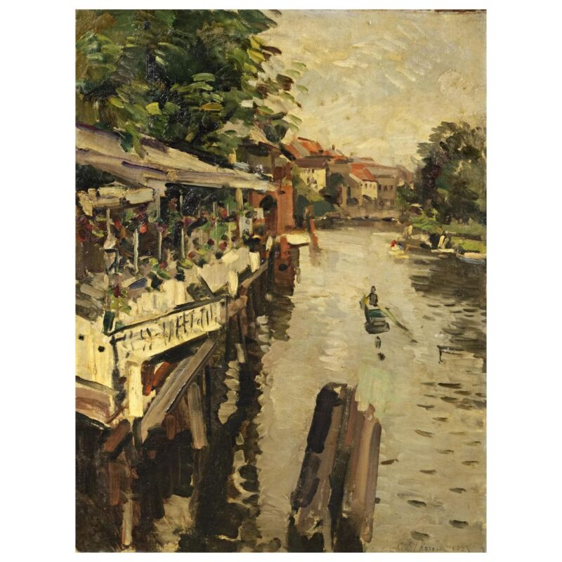 Konstantin Korovin(Mosca, 1861 - Parigi, 1939) GUINGUETTES SUL FIUME olio su tela, cm 86x65 firmato e datato "1923" in basso a destra Stima € 10.000/15.000 Aggiudicazione € 390.000 Pandolfini Casa d'Aste