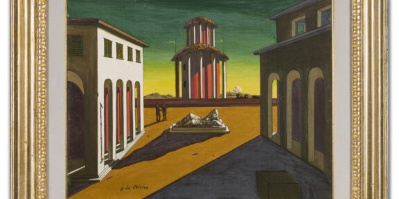 Asta 709 - 27, 28, 29 maggio 2025: Lotto 41 Giorgio de Chirico "Piazza d'Italia" 1953, olio su tela, cm 40,3x50,2. Firmato in basso a sinistra. Stima € 150.000 - 250.000 Venduto € 448.000 Courtesy Il Ponte Casa d’Aste