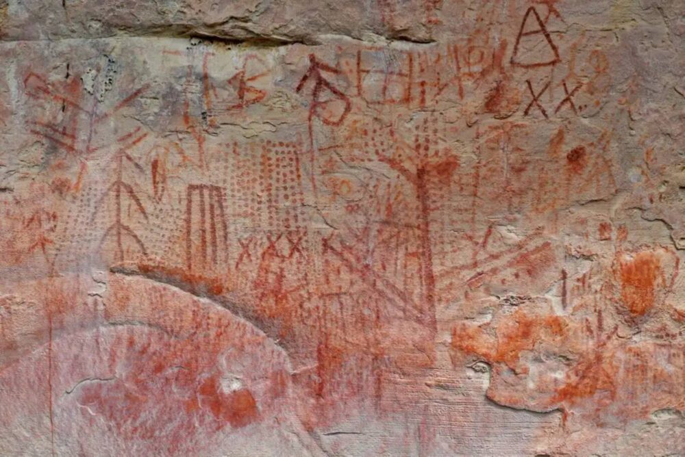 Pittogrammi rinvenuti sul monte Upuigma, nel Canaima National Park, in Venezuela (foto Universidad Simon Bolivar)