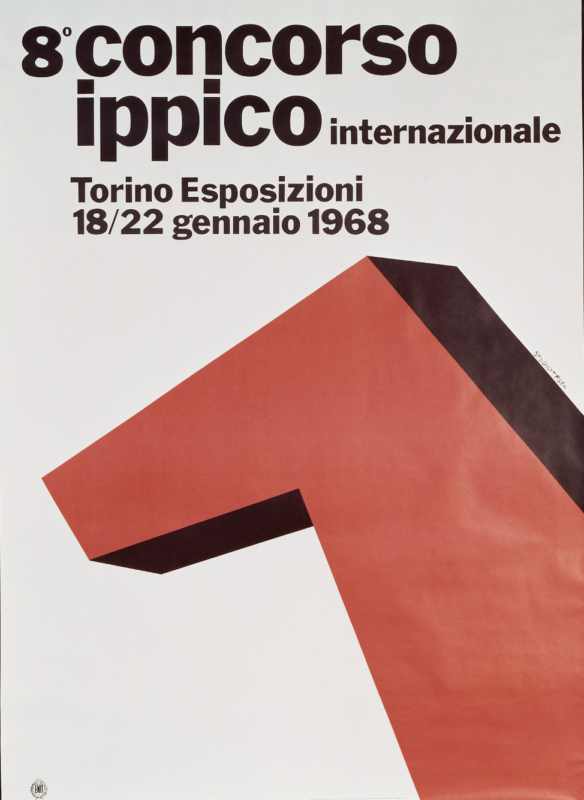 Armando Testa8° Concorso Ippico Internazionale, 1968 stampa tipografica su carta montata su tela e telaio 140 × 100 cm Courtesy Gemma De Angelis Testa e TestaperTesta Credito fotografico: Scansione da fotocolor originale, Digichrome, © Testa per Testa