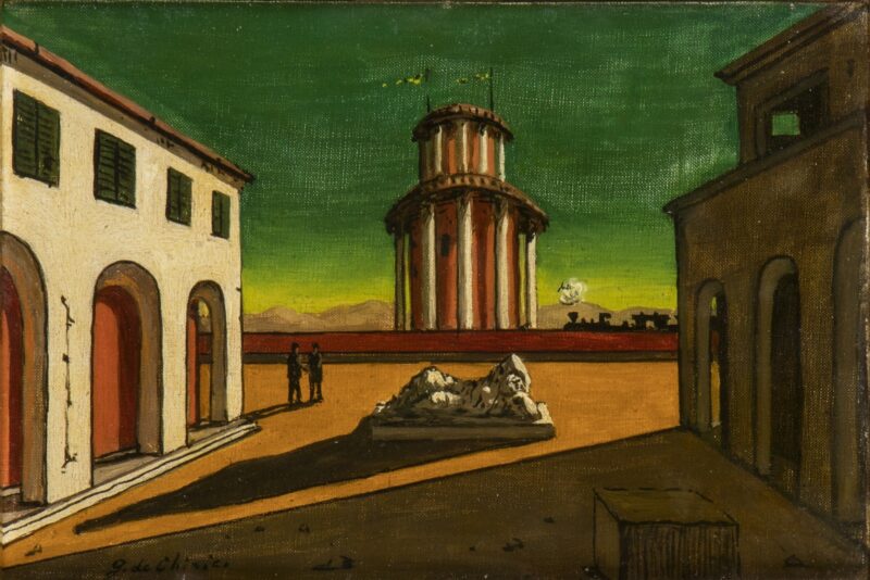 GIORGIO DE CHIRICO (Volo 1888 - Roma 1978) Piazza d’Italia, 1960 olio su tela - 21 x 31 cm Lotto 168 dell’Asta 359 di ARTE DELL’800 MODERNA E CONTEMPORANEA 4 dicembre 2025, Roma Stima € 80.000/140.000 Venduto a € 138.800,00 Bertolami Fine Art