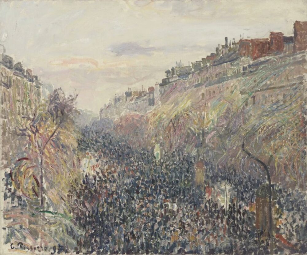 Camille Pissarro, Le Boulevard Montmartre, mardi gras, soleil couchant Oil on canvas, foto SIK-ISEA, Zürich (Martin Stollenwerk)