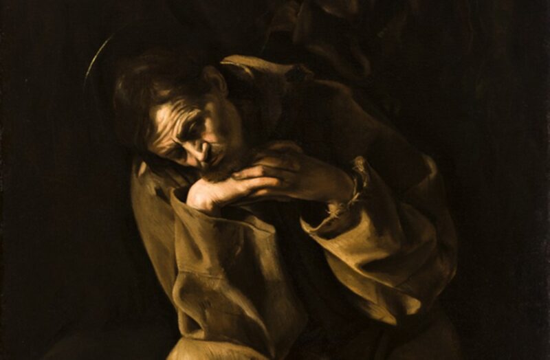 Caravaggio, San Francesco in meditazione, 1605-6, Pinacoteca del Museo civico Ala Ponzone di Cremona (particolare)