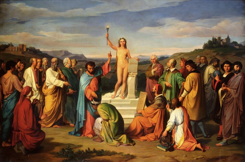 Luigi Mussini, Il trionfo della Verità, 1848, Olio su tela, 143,5 x 213 cm., Milano, Accademia di Belle Arti di Brera © Accademia di Belle Arti di Brera, Milano